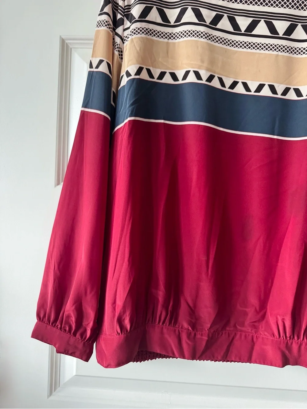 Vintage Liz Claiborne Blouse Women’s 14 Geometric Colorblock Long Sleeve